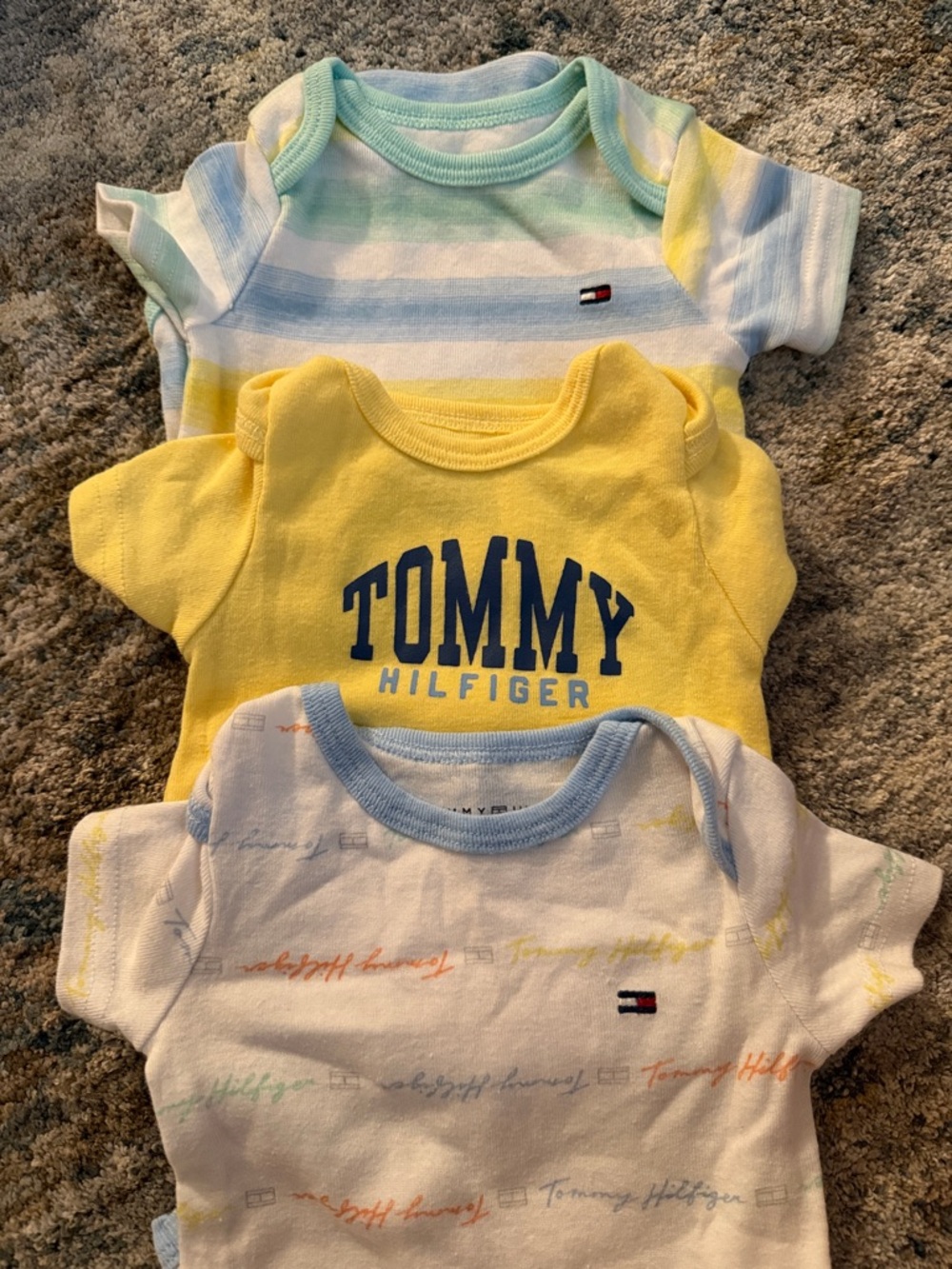 Tommy Hilfiger Baby Bodysuit Set - Yellow, Light Blue, Mint
